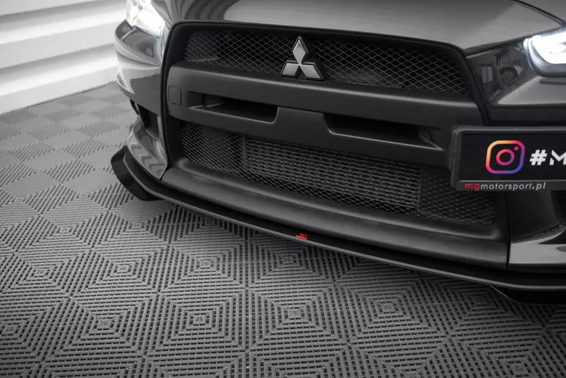 Maxton Design Street Pro Frontlippe für Mitsubishi Lancer EVO X schwarz mit Hochglanz Flaps – Ansicht 2