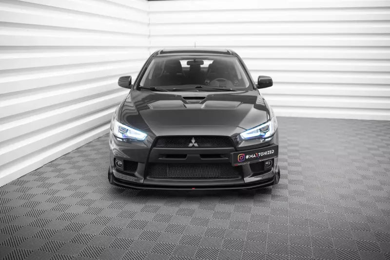 Maxton Design Street Pro Frontlippen Flaps für Mitsubishi Lancer EVO X Hochglanz schwarz – Ansicht 2