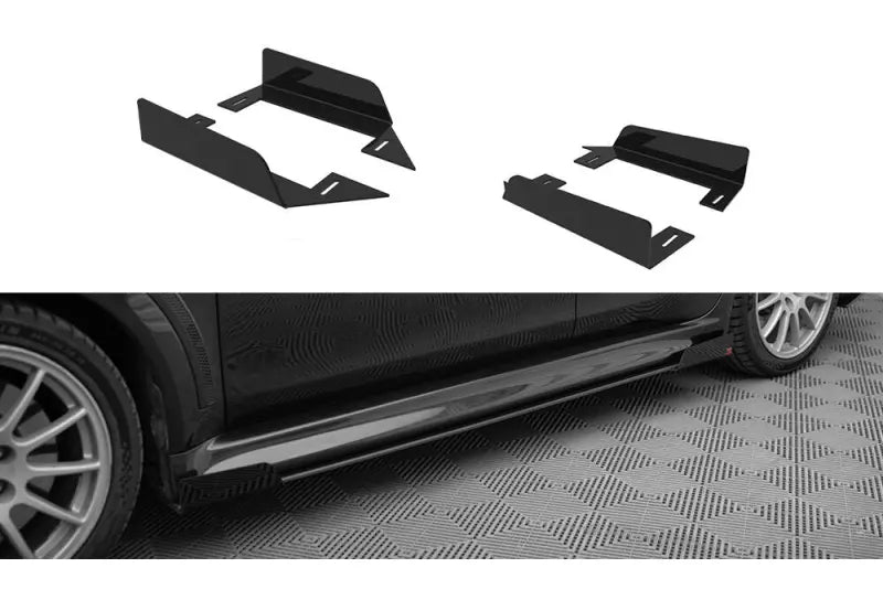 Maxton Design Street Pro Seitenschweller Flaps für Mitsubishi Lancer EVO X Hochglanz schwarz – Ansicht 1