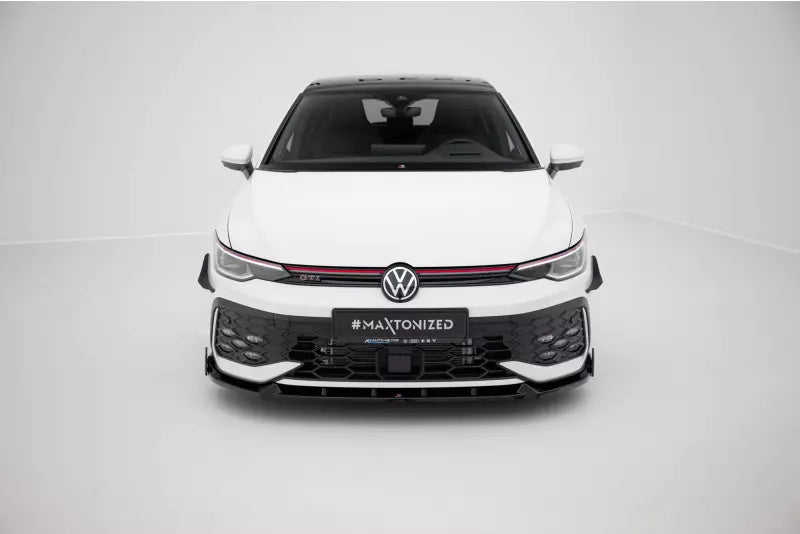 Maxton Design Frontlippe V.2 für VW Golf 8 Facelift GTI / GTE / R-Line Hochglanz schwarz mit Flaps – Ansicht 2