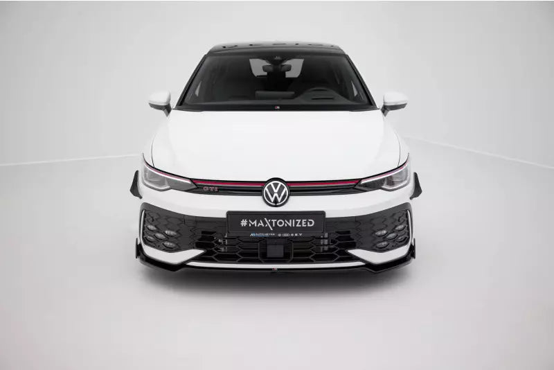 Maxton Design Frontlippe V.3 für VW Golf 8 Facelift GTI / GTE / R-Line Hochglanz schwarz mit schwarzen Flaps – Ansicht 2