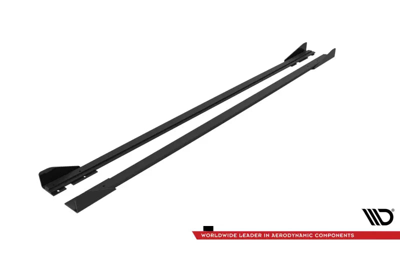 Maxton Design Street Pro Seitenschweller (Paar) für VW Polo GTI Mk6 Facelift schwarz mit Hochglanz schwarzen Flaps – Ansicht 4