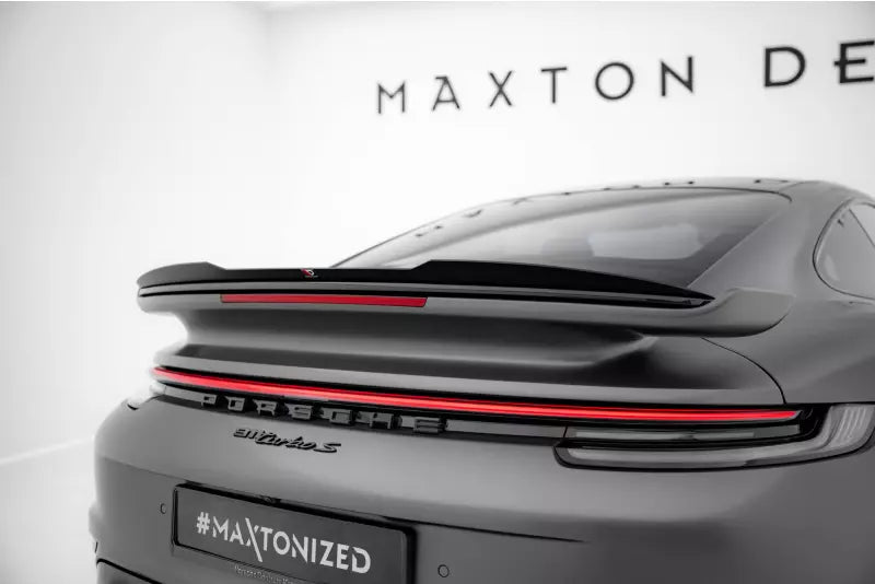Maxton Design Heckspoiler Lippe für Porsche 911 Turbo S Aero Kit 992 Hochglanz schwarz – Ansicht 1