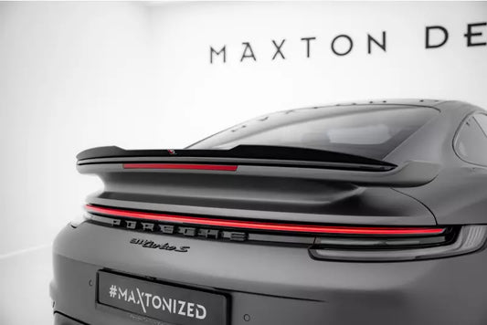 Maxton Design Heckspoiler Lippe für Porsche 911 Turbo S Aero Kit 992 Hochglanz schwarz – Ansicht 1