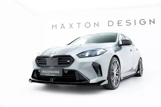 Maxton Design Street Pro Frontlippe mit Flaps für BMW M135i F70 matt schwarz mit Hochglanz Flaps – Ansicht 1