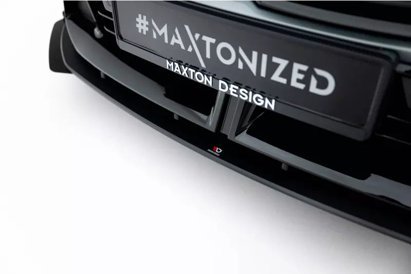Maxton Design Street Pro Frontlippe mit Flaps für BMW M135i F70 matt schwarz mit Hochglanz Flaps – Ansicht 2