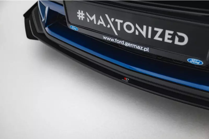 Maxton Design Street Pro Frontlippe mit Flaps für Ford Mustang GT Mk7 matt schwarz mit Hochglanz Flaps – Ansicht 3