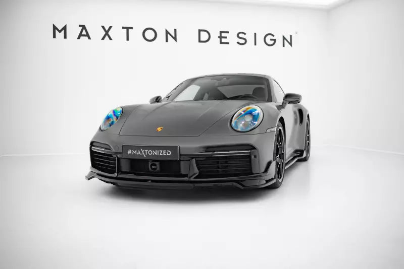 Maxton Design Frontlippe für Porsche 911 Turbo S Aero Kit 992 Hochglanz schwarz – Ansicht 1