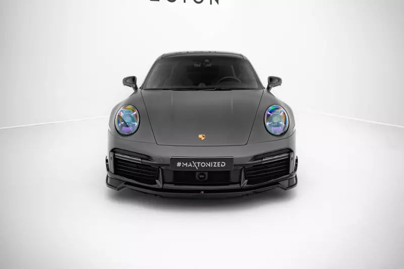 Maxton Design Frontlippe für Porsche 911 Turbo S Aero Kit 992 Hochglanz schwarz – Ansicht 2