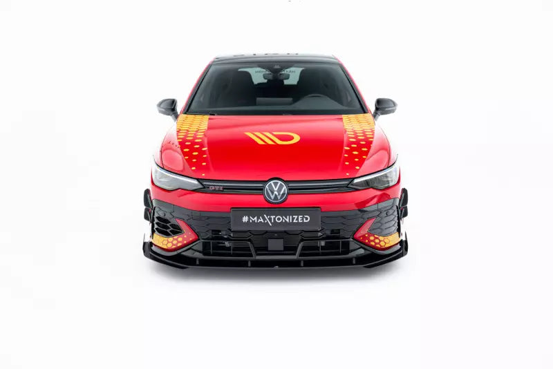 Maxton Design Street Pro Frontlippe mit Flaps für VW Golf 8 GTI Clubsport Facelift matt schwarz mit Hochglanz Flaps – Ansicht 2