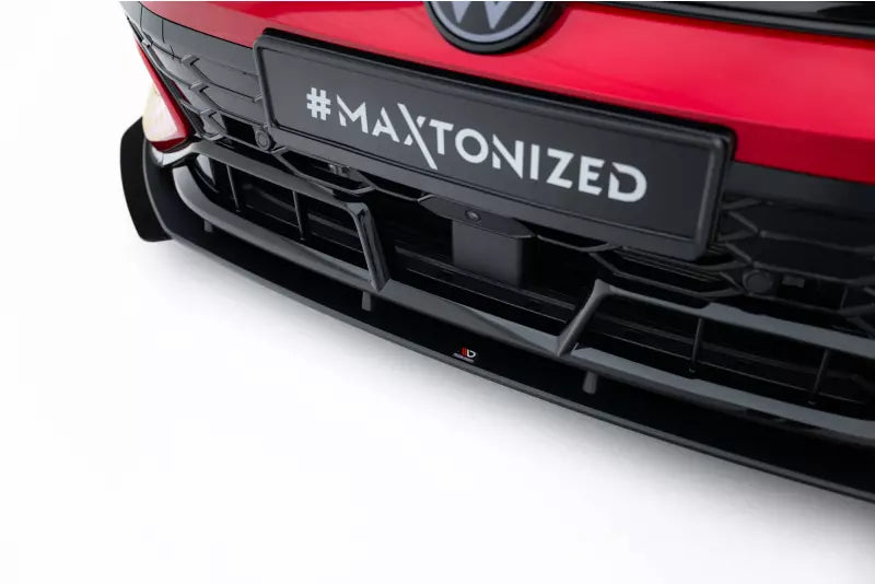 Maxton Design Street Pro Frontlippe mit Flaps für VW Golf 8 GTI Clubsport Facelift matt schwarz mit Hochglanz Flaps – Ansicht 3