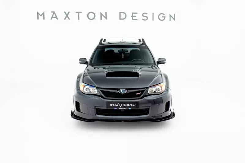 Maxton Design Street Pro Frontlippe mit Flaps für Subaru Impreza WRX STI Mk3 Facelift Schwarz mit Hochglanz Flaps – Ansicht 1