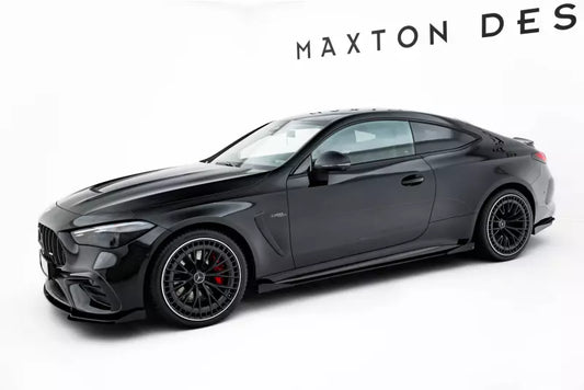 Maxton Design Street Pro Seitenschweller (Paar) mit Flaps für Mercedes CLE 53 C236 Schwarz mit Hochglanz Flaps – Ansicht 1
