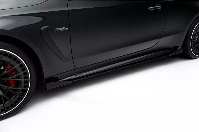Maxton Design Street Pro Seitenschweller (Paar) mit Flaps für Mercedes CLE 53 C236 Schwarz mit Hochglanz Flaps – Ansicht 3
