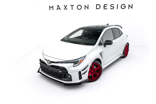 Maxton Design Street Pro Frontlippe mit Flaps für Toyota GR Corolla Mk12 Schwarz mit Hochglanz Flaps – Ansicht 1