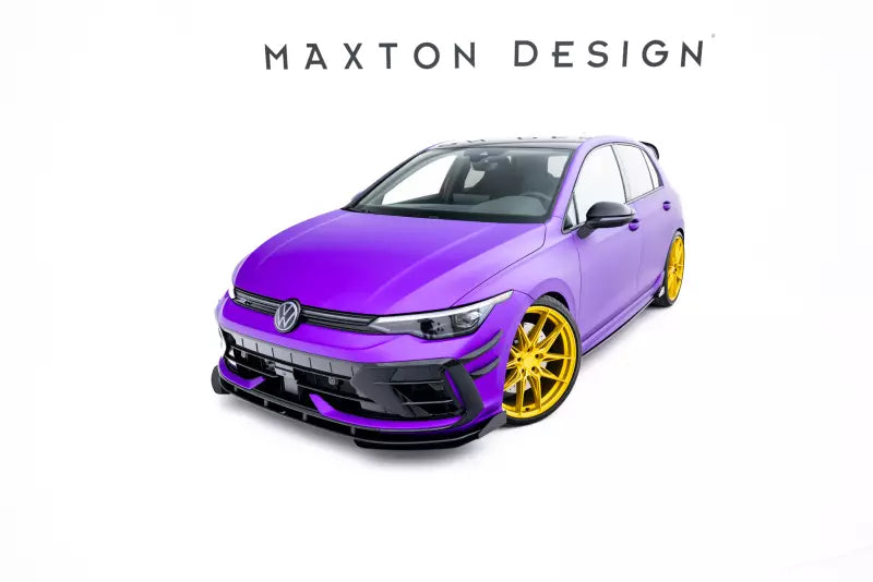 Maxton Design Street Pro Frontlippe mit Flaps für VW Golf 8 R Facelift Schwarz mit Hochglanz Flaps – Ansicht 2
