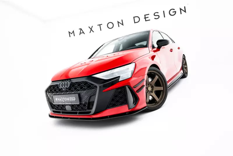Maxton Design Street Pro Frontlippe für Audi RS3 Limousine 8Y Facelift Schwarz matt – Ansicht 1