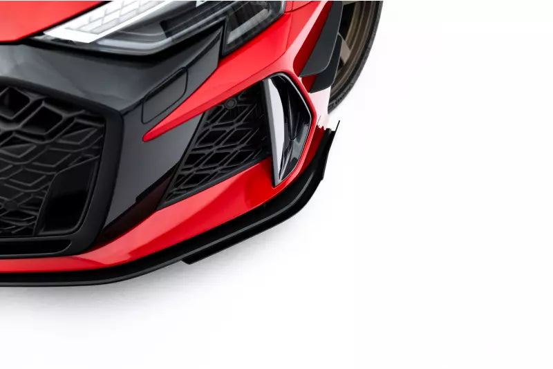 Maxton Design Street Pro Frontlippe mit Flaps für Audi RS3 Limousine 8Y Facelift Schwarz mit Hochglanz Flaps – Ansicht 4