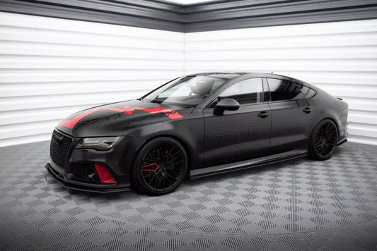 Maxton Design Street Pro Seitenschweller für Audi A7 RS7-Look C7 Schwarz matt – Ansicht 1