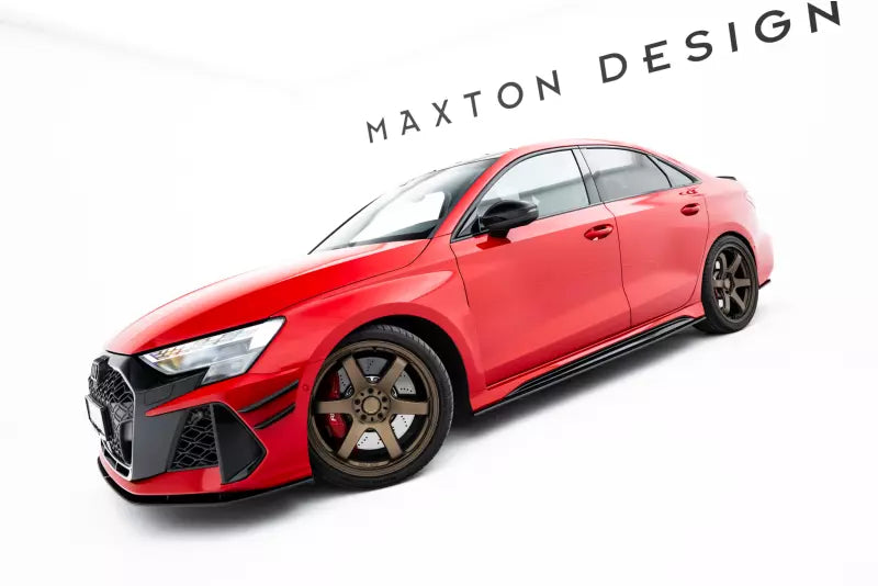 Maxton Design Street Pro Seitenschweller für Audi RS3 Limousine 8Y Facelift Schwarz matt – Ansicht 1