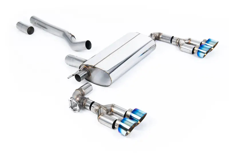 Maxton Design Heckdiffusor V.2 mit Milltek Sport Auspuff für BMW 1er F40 M135i Titan geflämmt 4 x 100mm – Ansicht 2