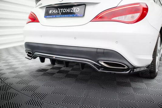 B-Ware Maxton Design Mittlerer Heckdiffusor für Mercedes-Benz CLA C117 Facelift Hochglanz schwarz – Ansicht 1