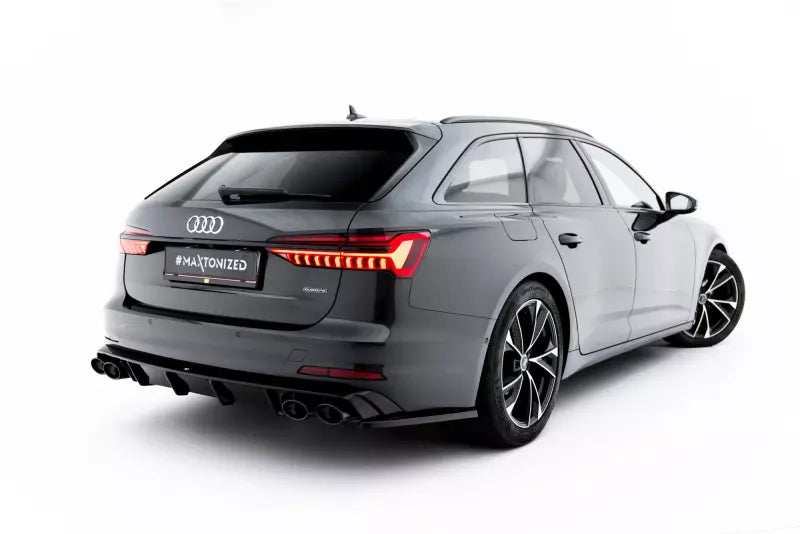 Maxton Design Heckdiffusor mit Endrohr Attrappe Schwarz für Audi A6 C8 2018-2025 – Ansicht 1