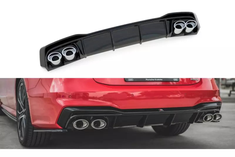 Maxton Design Heckdiffusor mit Sportauspuff Attrappe Chrom für Audi A7 C8 S-Line – Ansicht 2