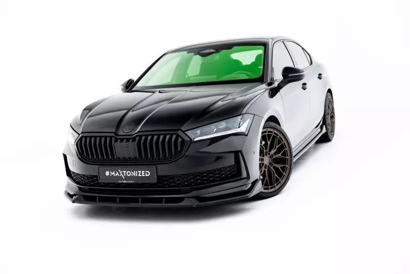 Maxton Design Frontlippe V.2 für Skoda Superb Sportline Mk4 Hochglanz schwarz – Ansicht 1