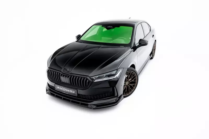 Maxton Design Frontlippe V.2 für Skoda Superb Sportline Mk4 Hochglanz schwarz – Ansicht 2