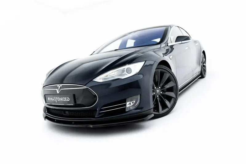 Maxton Design Frontlippe V.1 für Tesla Model S Mk1 Hochglanz schwarz – Ansicht 1