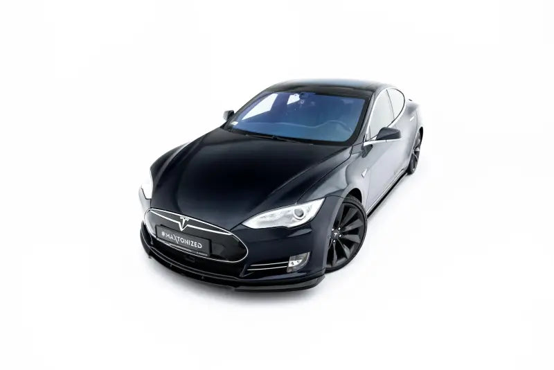 Maxton Design Frontlippe V.1 für Tesla Model S Mk1 Hochglanz schwarz – Ansicht 3