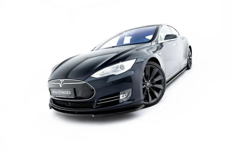 Maxton Design Frontlippe V.2 für Tesla Model S Mk1 Hochglanz schwarz – Ansicht 1