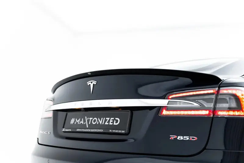 Maxton Design Heckspoiler Lippe V.2 für Tesla Model S Mk1 Hochglanz schwarz – Ansicht 2