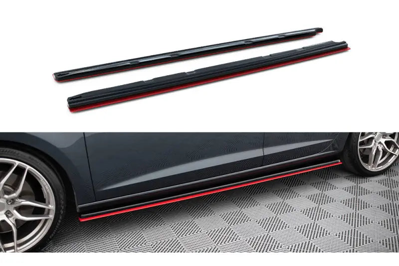 Maxton Design Seitenschweller (Paar) V.3 für Seat Leon Mk3 Cupra / FR Facelift Hochglanz schwarz – Ansicht 2