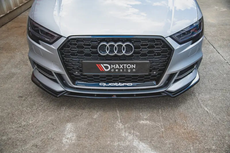 B-Ware Maxton Design Frontlippe V.3 für Audi S3 / A3 S-Line 8V Facelift (Limousine und Cabrio) Hochglanz schwarz – Ansicht 2