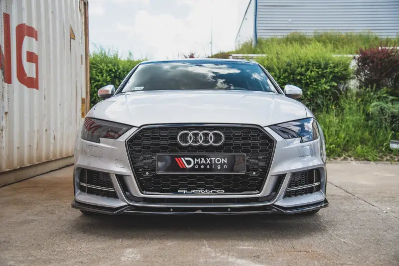 B-Ware Maxton Design Frontlippe V.3 für Audi S3 / A3 S-Line 8V Facelift (Limousine und Cabrio) Hochglanz schwarz – Ansicht 3