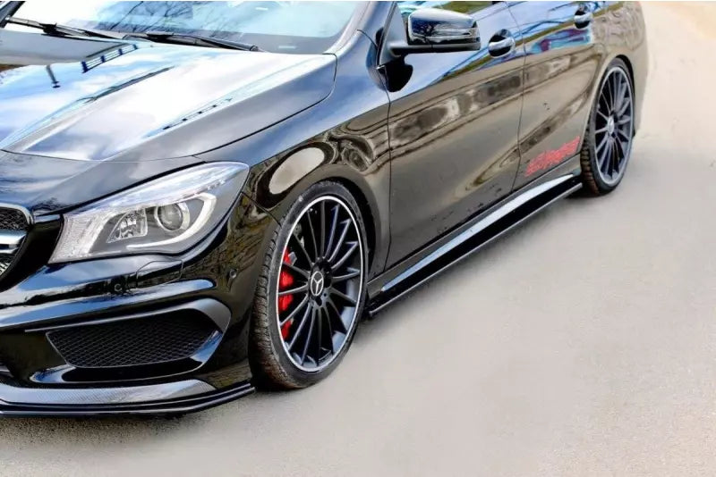 Maxton Design Seitenschweller (Paar) für Mercedes CLA 45 AMG C117 vor Facelift Hochglanz schwarz – Ansicht 1