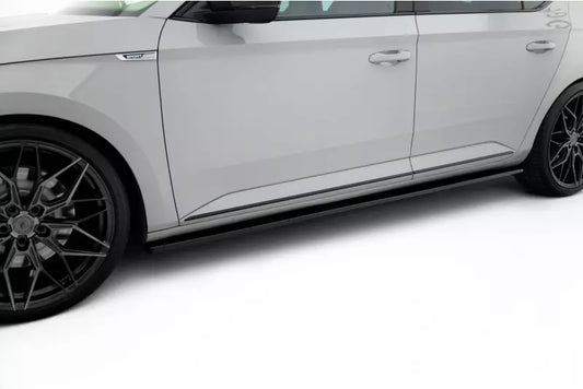 Maxton Design Seitenschweller (Paar) für Skoda Superb 3 III 3V Hochglanz schwarz – Ansicht 1