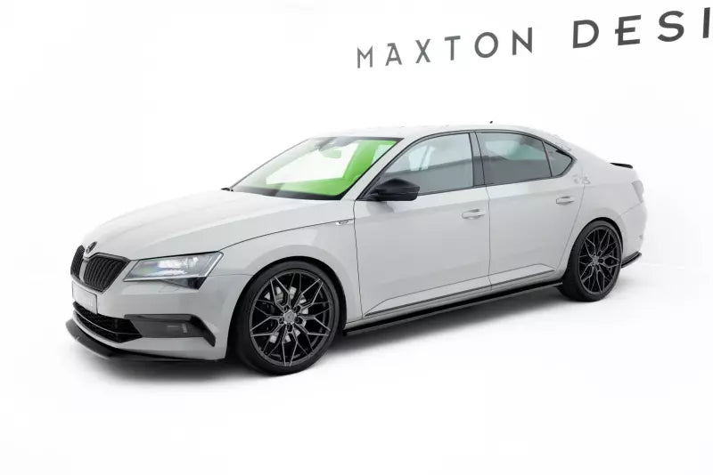 Maxton Design Seitenschweller (Paar) für Skoda Superb 3 III 3V Hochglanz schwarz – Ansicht 2