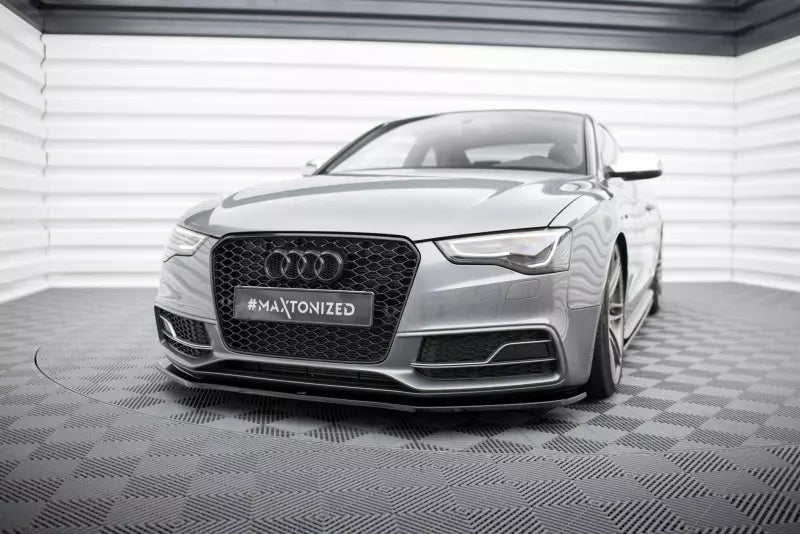 Maxton Design Frontlippe V.2 für Audi S5 / A5 S-Line Coupe / Cabrio / Sportback B8 8T Facelift Hochglanz schwarz – Ansicht 1