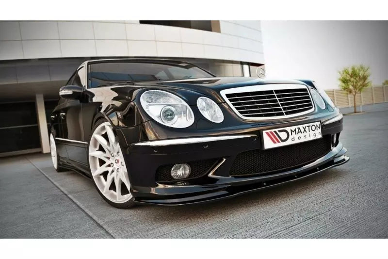 Maxton Design Frontlippe für Mercedes E-Klasse W211 AMG vor Facelift Hochglanz schwarz – Ansicht 1