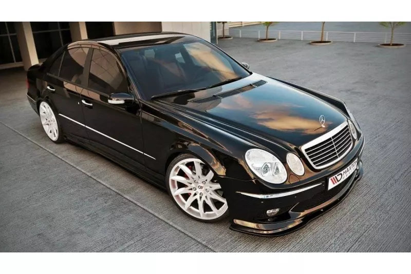 Maxton Design Frontlippe für Mercedes E-Klasse W211 AMG vor Facelift Hochglanz schwarz – Ansicht 2