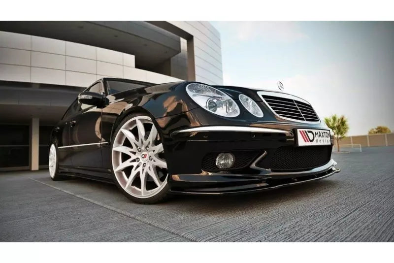 Maxton Design Frontlippe für Mercedes E-Klasse W211 AMG vor Facelift Hochglanz schwarz – Ansicht 3