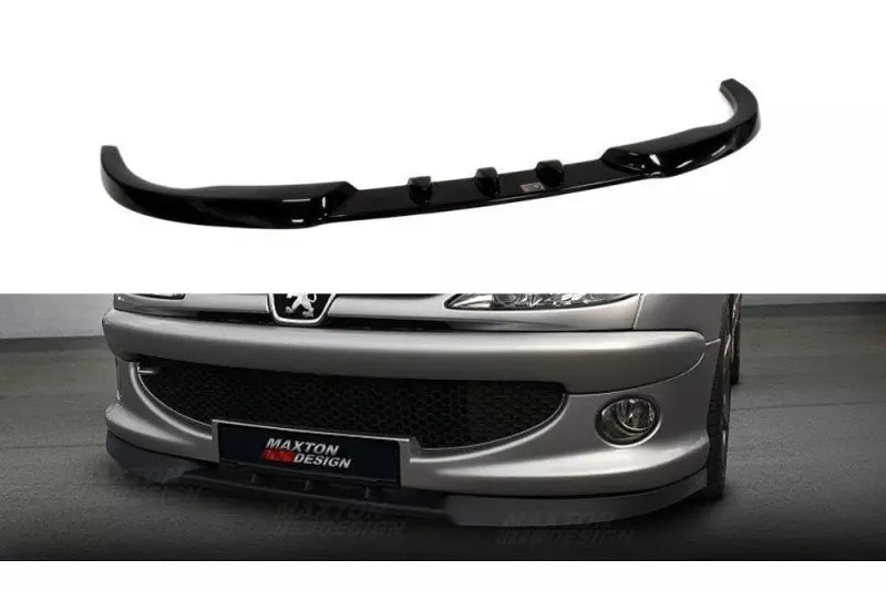 Maxton Design Frontlippe für Peugeot 206 (für: CC, RC, GTI, S16, XSI, XS, Sport) Hochglanz schwarz – Ansicht 1