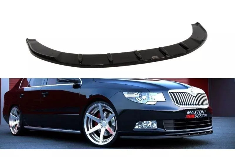 Maxton Design Frontlippe für Skoda Superb 2 II 3T (für Sport Frontansatz) Hochglanz schwarz – Ansicht 1