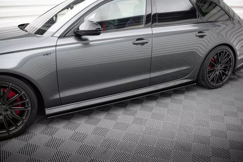 Maxton Design Seitenschweller (Paar) für Audi A6 / S6 / A6 S-Line C7 Facelift Limousine / Avant Hochglanz schwarz – Ansicht 1