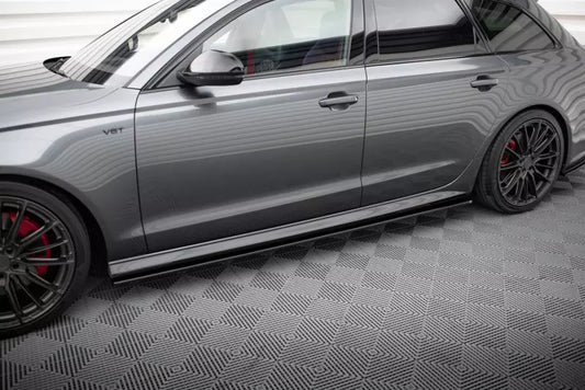 Maxton Design Seitenschweller (Paar) für Audi A6 / S6 / A6 S-Line C7 Facelift Limousine / Avant Hochglanz schwarz – Ansicht 1