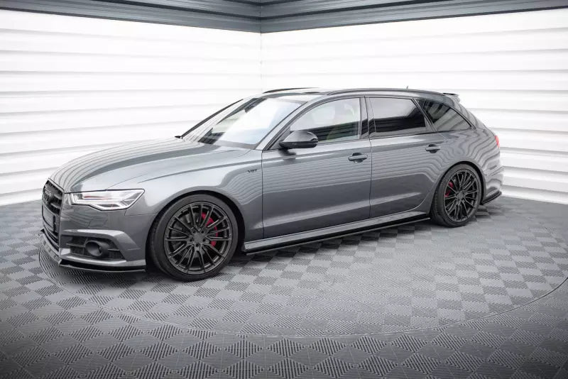 Maxton Design Seitenschweller (Paar) für Audi A6 / S6 / A6 S-Line C7 Facelift Limousine / Avant Hochglanz schwarz – Ansicht 2