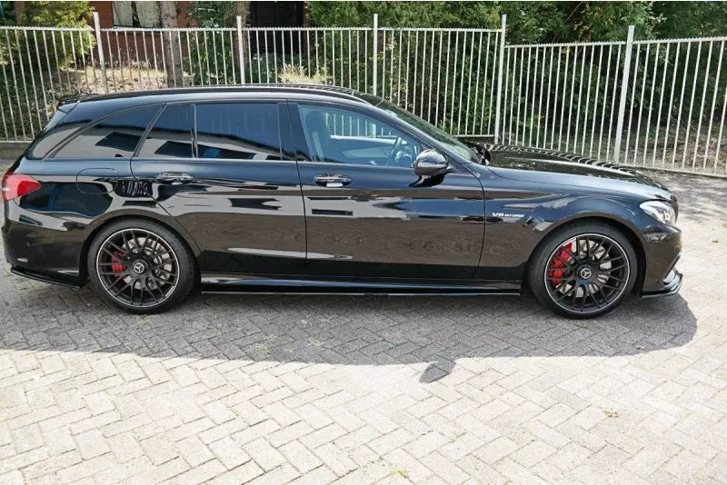 Maxton Design Seitenschweller (Paar) für Mercedes C-Klasse S Hochglanz schwarz – Ansicht 2